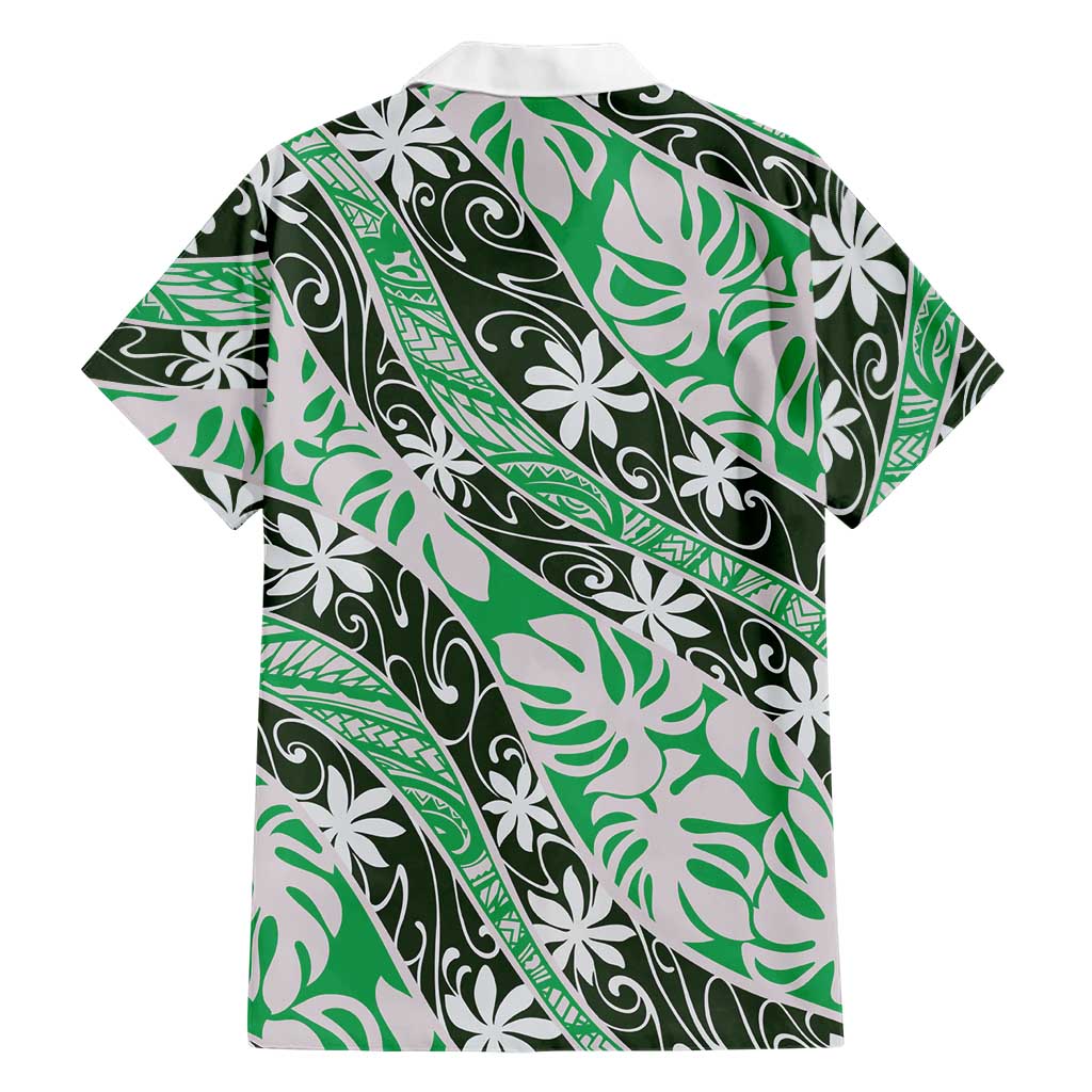 Matie Tahiti Tiare Monstera Family Matching Off Shoulder Short Dress and Hawaiian Shirt Polynesian Pattern Curve Style LT01 - Polynesian Pride