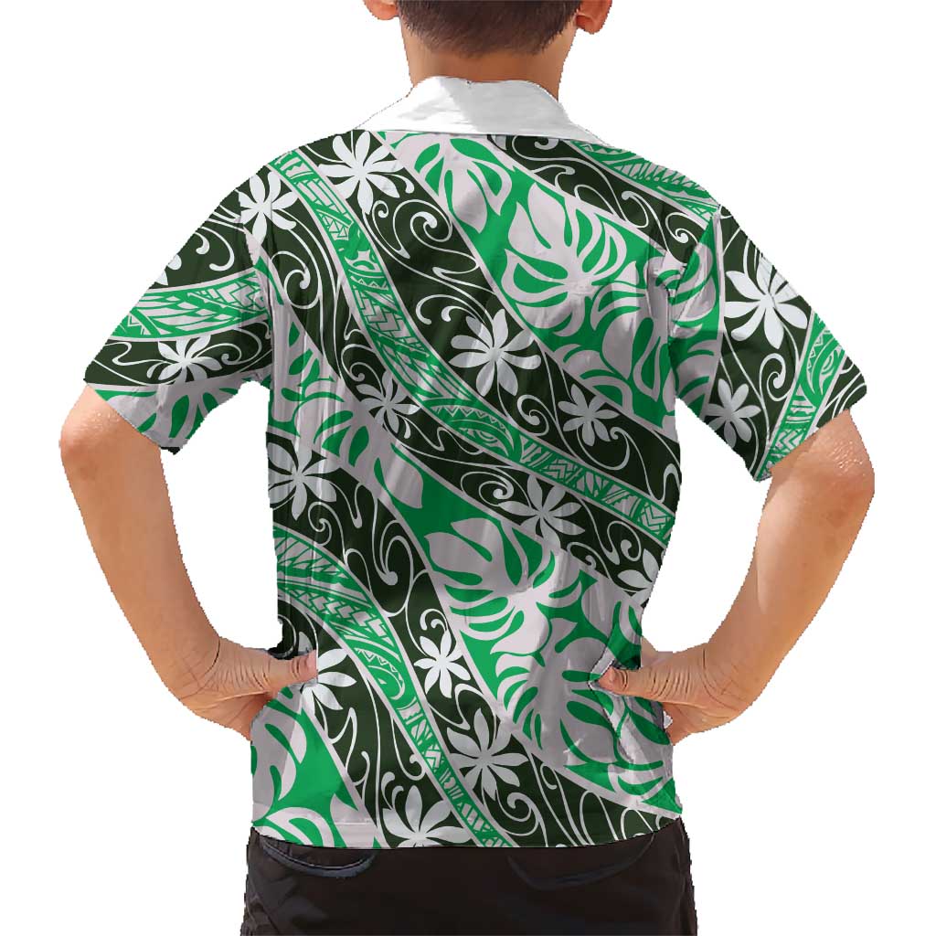 Matie Tahiti Tiare Monstera Family Matching Puletasi and Hawaiian Shirt Polynesian Pattern Curve Style LT01 - Polynesian Pride