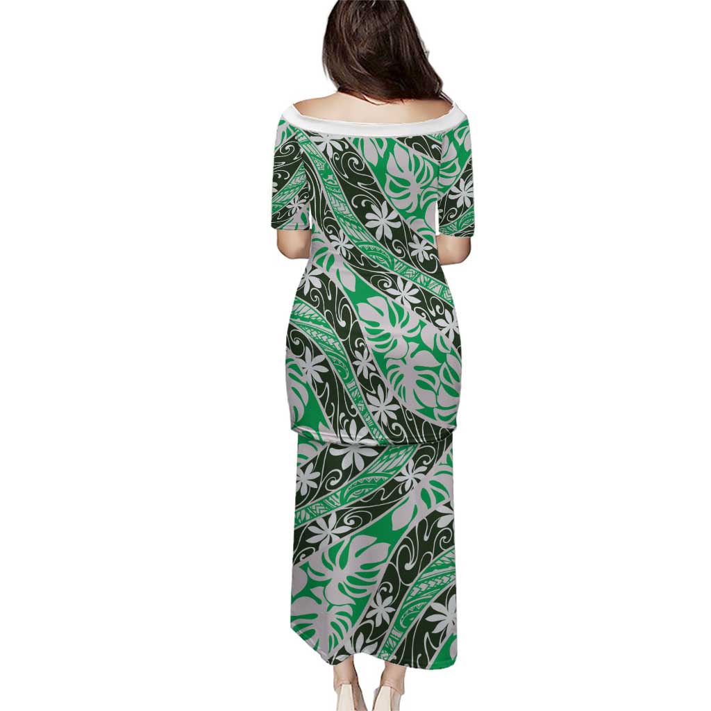 Matie Tahiti Tiare Monstera Family Matching Puletasi and Hawaiian Shirt Polynesian Pattern Curve Style LT01 - Polynesian Pride