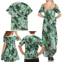 Matie Tahiti Tiare Monstera Family Matching Summer Maxi Dress and Hawaiian Shirt Polynesian Pattern Curve Style LT01 - Polynesian Pride