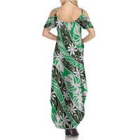 Matie Tahiti Tiare Monstera Family Matching Summer Maxi Dress and Hawaiian Shirt Polynesian Pattern Curve Style LT01 - Polynesian Pride