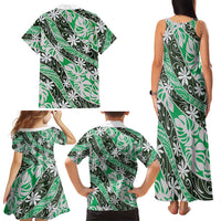 Matie Tahiti Tiare Monstera Family Matching Tank Maxi Dress and Hawaiian Shirt Polynesian Pattern Curve Style LT01 - Polynesian Pride
