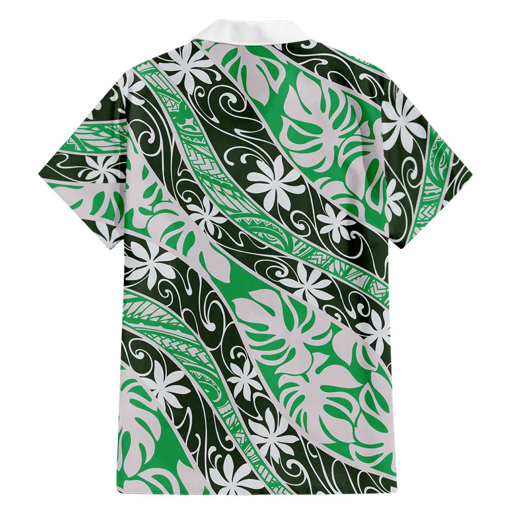 Matie Tahiti Tiare Monstera Hawaiian Shirt Polynesian Pattern Curve Style - Polynesian Pride