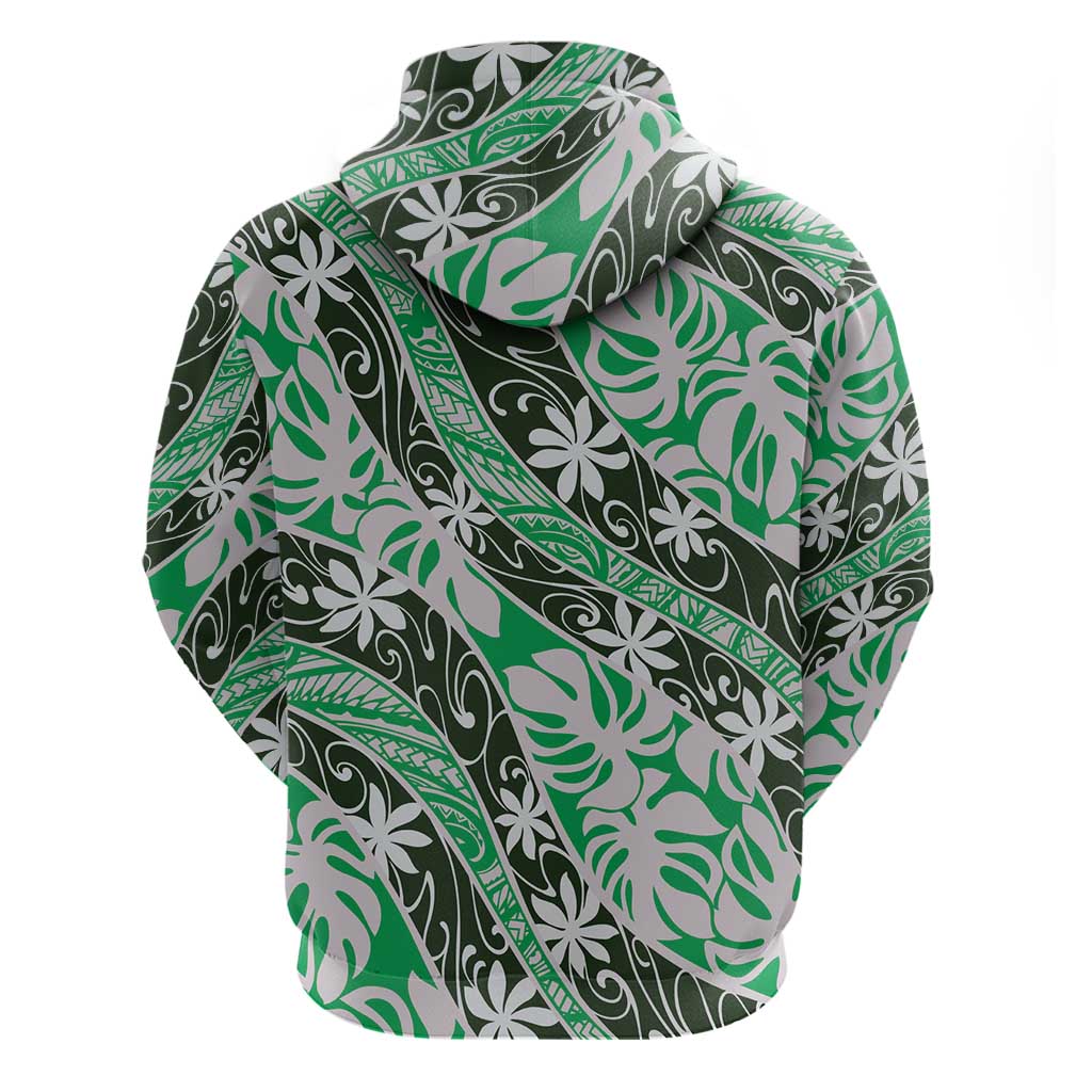 Matie Tahiti Tiare Monstera Hoodie Polynesian Pattern Curve Style LT01 - Polynesian Pride