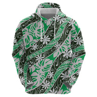 Matie Tahiti Tiare Monstera Hoodie Polynesian Pattern Curve Style LT01 - Polynesian Pride