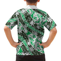 Matie Tahiti Tiare Monstera Kid Hawaiian Shirt Polynesian Pattern Curve Style - Polynesian Pride