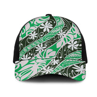 Matie Tahiti Tiare Monstera Mesh Trucker Cap Polynesian Pattern Curve Style - Polynesian Pride
