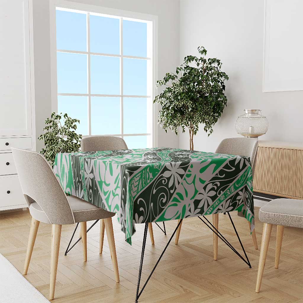 Matie Tahiti Tiare Monstera Tablecloth Polynesian Pattern Curve Style - Polynesian Pride