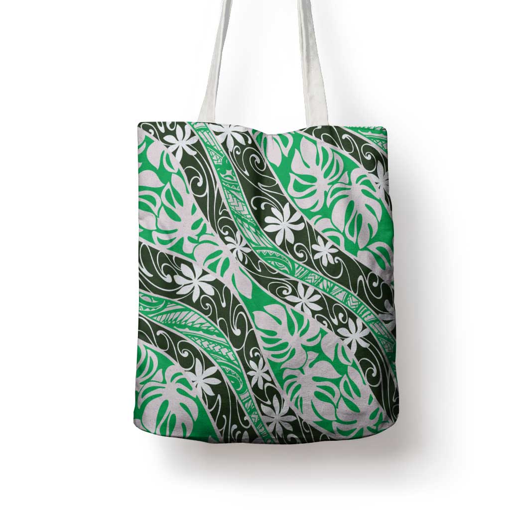 Matie Tahiti Tiare Monstera Tote Bag Polynesian Pattern Curve Style LT01 - Polynesian Pride