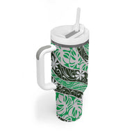 Matie Tahiti Tiare Monstera Tumbler With Handle Polynesian Pattern Curve Style LT01 - Polynesian Pride