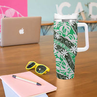 Matie Tahiti Tiare Monstera Tumbler With Handle Polynesian Pattern Curve Style LT01 - Polynesian Pride