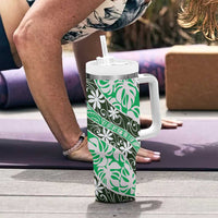 Matie Tahiti Tiare Monstera Tumbler With Handle Polynesian Pattern Curve Style LT01 - Polynesian Pride