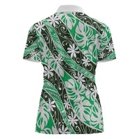 Matie Tahiti Tiare Monstera Women Polo Shirt Polynesian Pattern Curve Style - Polynesian Pride