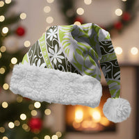 Olive Tahiti Tiare Monstera Christmas Santa Hat Polynesian Pattern Curve Style LT01 With Fur Olive - Polynesian Pride