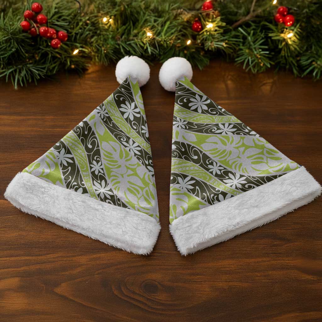 Olive Tahiti Tiare Monstera Christmas Santa Hat Polynesian Pattern Curve Style LT01 - Polynesian Pride