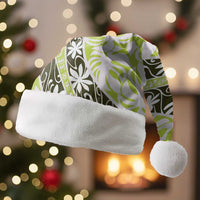 Olive Tahiti Tiare Monstera Christmas Santa Hat Polynesian Pattern Curve Style LT01 Without Fur Olive - Polynesian Pride