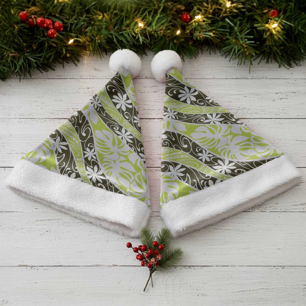 Olive Tahiti Tiare Monstera Christmas Santa Hat Polynesian Pattern Curve Style LT01 - Polynesian Pride