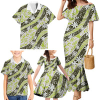 Olive Tahiti Tiare Monstera Family Matching Mermaid Dress and Hawaiian Shirt Polynesian Pattern Curve Style LT01 - Polynesian Pride
