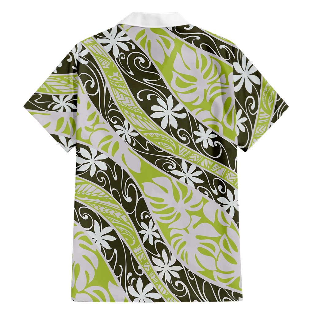 Olive Tahiti Tiare Monstera Family Matching Off Shoulder Maxi Dress and Hawaiian Shirt Polynesian Pattern Curve Style LT01 - Polynesian Pride