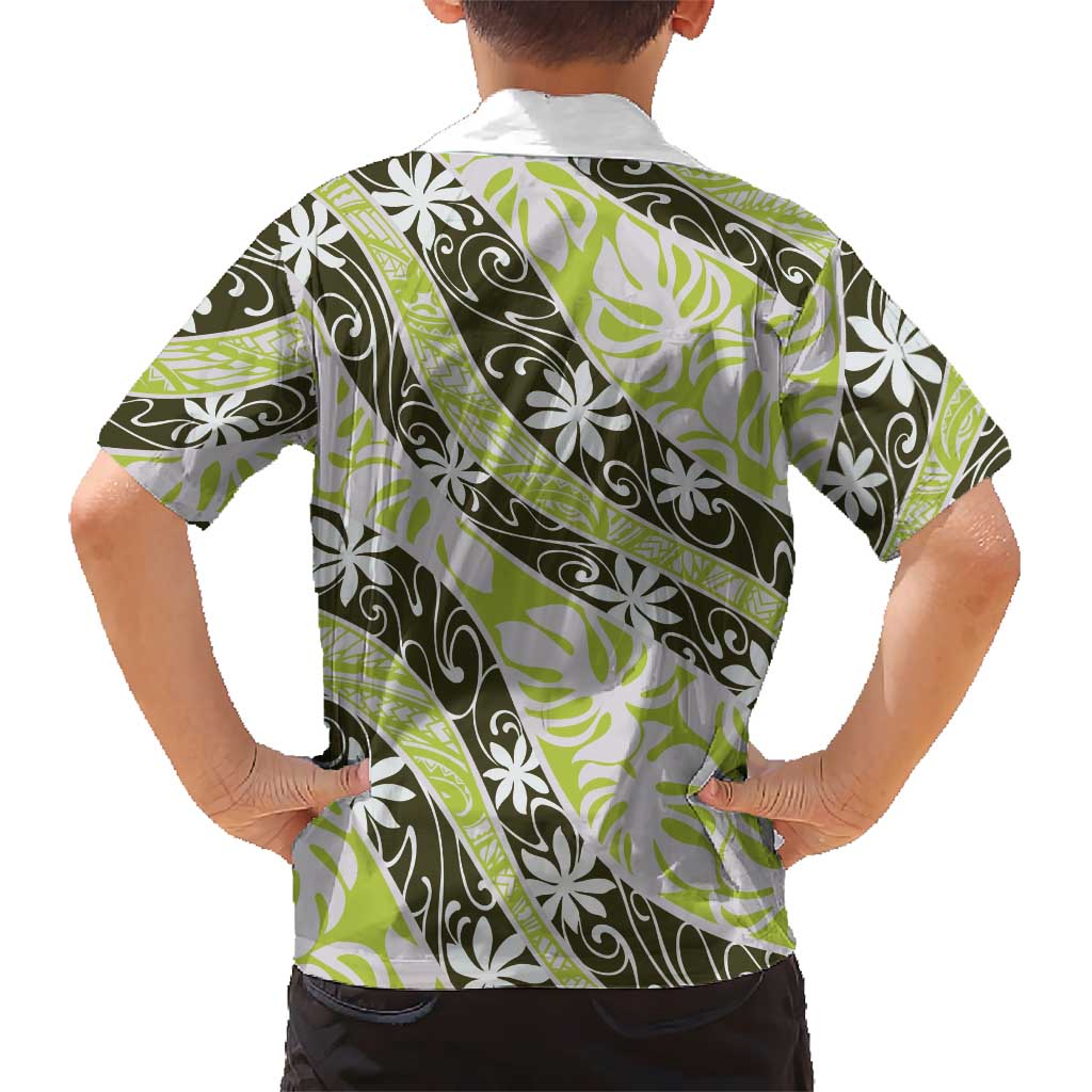 Olive Tahiti Tiare Monstera Family Matching Summer Maxi Dress and Hawaiian Shirt Polynesian Pattern Curve Style LT01 - Polynesian Pride
