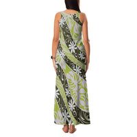Olive Tahiti Tiare Monstera Family Matching Tank Maxi Dress and Hawaiian Shirt Polynesian Pattern Curve Style LT01 - Polynesian Pride