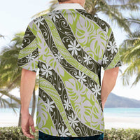 Olive Tahiti Tiare Monstera Hawaiian Shirt Polynesian Pattern Curve Style - Polynesian Pride