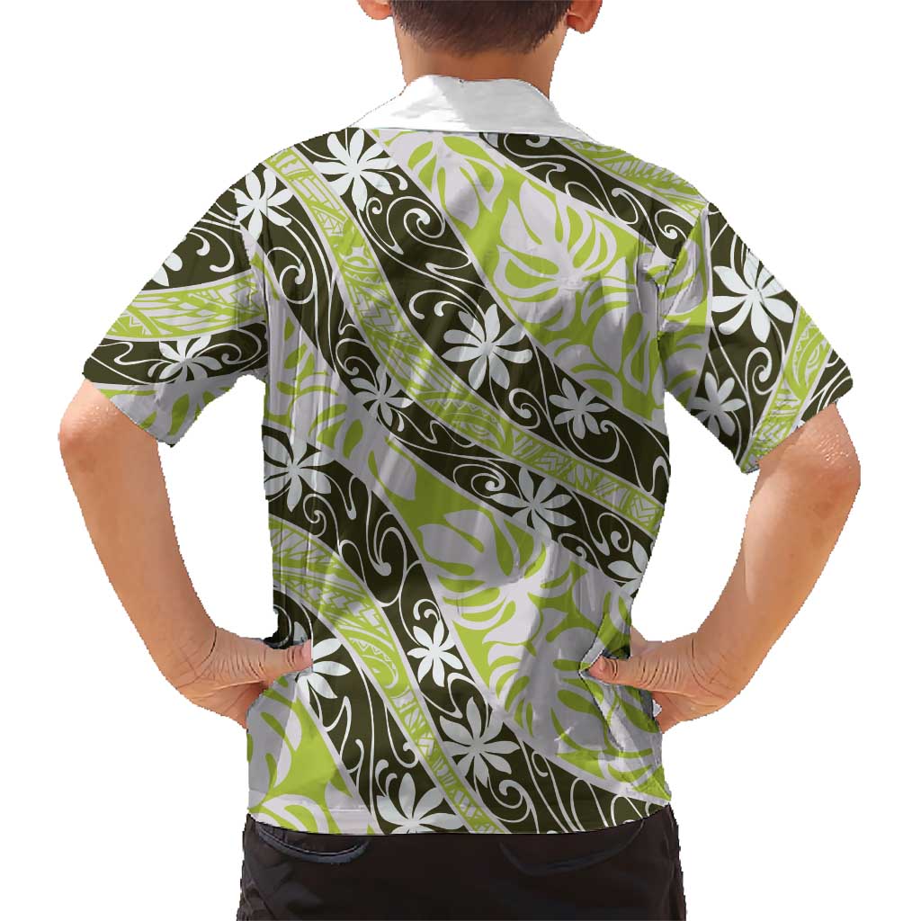 Olive Tahiti Tiare Monstera Hawaiian Shirt Polynesian Pattern Curve Style - Polynesian Pride