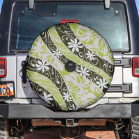 Olive Tahiti Tiare Monstera Spare Tire Cover Polynesian Pattern Curve Style LT01 Olive - Polynesian Pride