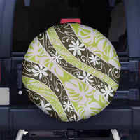 Olive Tahiti Tiare Monstera Spare Tire Cover Polynesian Pattern Curve Style LT01 No hole Olive - Polynesian Pride