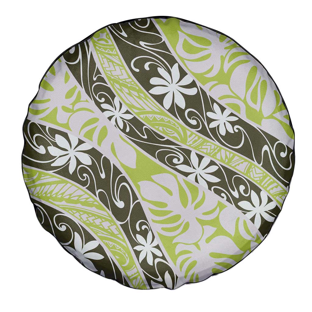 Olive Tahiti Tiare Monstera Spare Tire Cover Polynesian Pattern Curve Style LT01 - Polynesian Pride