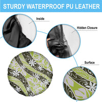 Olive Tahiti Tiare Monstera Spare Tire Cover Polynesian Pattern Curve Style LT01 - Polynesian Pride