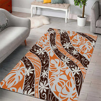 Puatou Tahiti Tiare Monstera Area Rug Polynesian Pattern Curve Style LT01 - Polynesian Pride