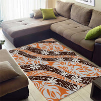 Puatou Tahiti Tiare Monstera Area Rug Polynesian Pattern Curve Style LT01 - Polynesian Pride