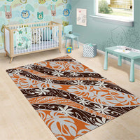 Puatou Tahiti Tiare Monstera Area Rug Polynesian Pattern Curve Style LT01 - Polynesian Pride