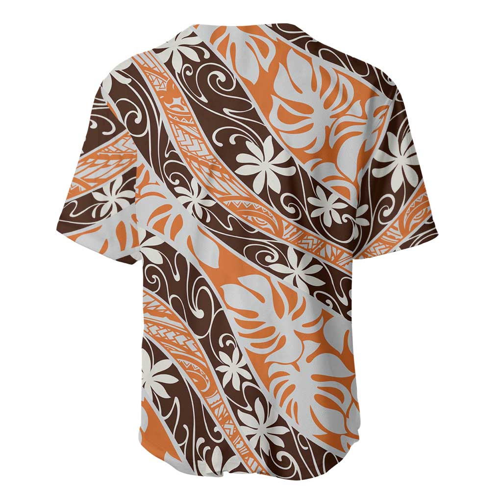 Puatou Tahiti Tiare Monstera Baseball Jersey Polynesian Pattern Curve Style - Polynesian Pride