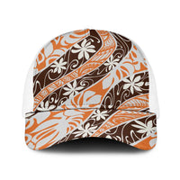 Puatou Tahiti Tiare Monstera Baseball Net Cap Polynesian Pattern Curve Style - Polynesian Pride