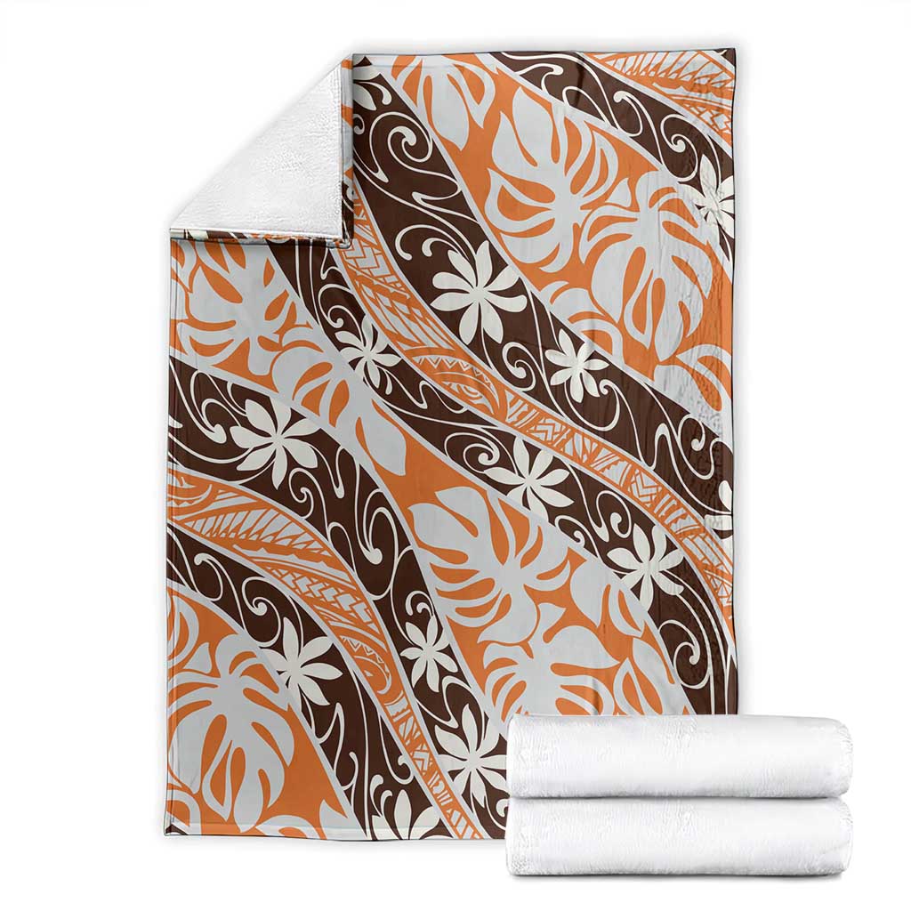 Puatou Tahiti Tiare Monstera Blanket Polynesian Pattern Curve Style - Polynesian Pride