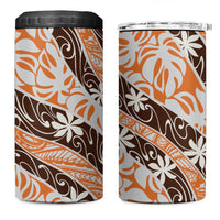 Puatou Tahiti Tiare Monstera 4 in 1 Can Cooler Tumbler Polynesian Pattern Curve Style LT01 One Size: 16 oz Orange - Polynesian Pride