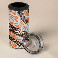 Puatou Tahiti Tiare Monstera 4 in 1 Can Cooler Tumbler Polynesian Pattern Curve Style LT01 - Polynesian Pride