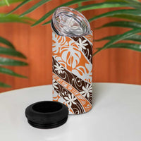 Puatou Tahiti Tiare Monstera 4 in 1 Can Cooler Tumbler Polynesian Pattern Curve Style LT01 - Polynesian Pride