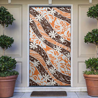 Puatou Tahiti Tiare Monstera Door Cover Polynesian Pattern Curve Style LT01 Orange - Polynesian Pride