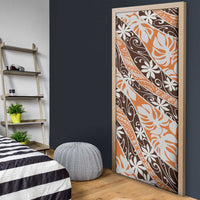 Puatou Tahiti Tiare Monstera Door Cover Polynesian Pattern Curve Style LT01 - Polynesian Pride