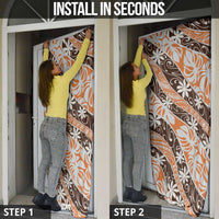 Puatou Tahiti Tiare Monstera Door Cover Polynesian Pattern Curve Style LT01 - Polynesian Pride