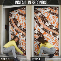 Puatou Tahiti Tiare Monstera Door Cover Polynesian Pattern Curve Style LT01 - Polynesian Pride