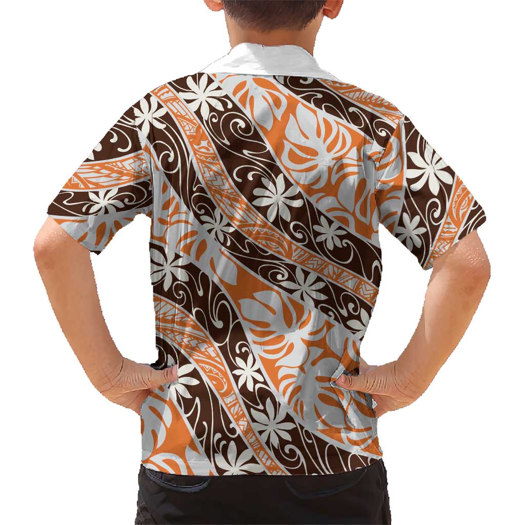 Puatou Tahiti Tiare Monstera Family Matching Short Sleeve Bodycon Dress and Hawaiian Shirt Polynesian Pattern Curve Style LT01 - Polynesian Pride