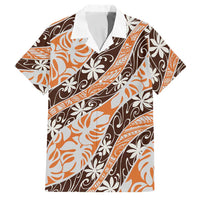Puatou Tahiti Tiare Monstera Family Matching Short Sleeve Bodycon Dress and Hawaiian Shirt Polynesian Pattern Curve Style LT01 Dad's Shirt - Short Sleeve Orange - Polynesian Pride
