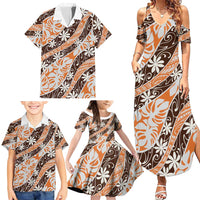 Puatou Tahiti Tiare Monstera Family Matching Summer Maxi Dress and Hawaiian Shirt Polynesian Pattern Curve Style LT01 - Polynesian Pride
