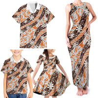 Puatou Tahiti Tiare Monstera Family Matching Tank Maxi Dress and Hawaiian Shirt Polynesian Pattern Curve Style LT01 - Polynesian Pride