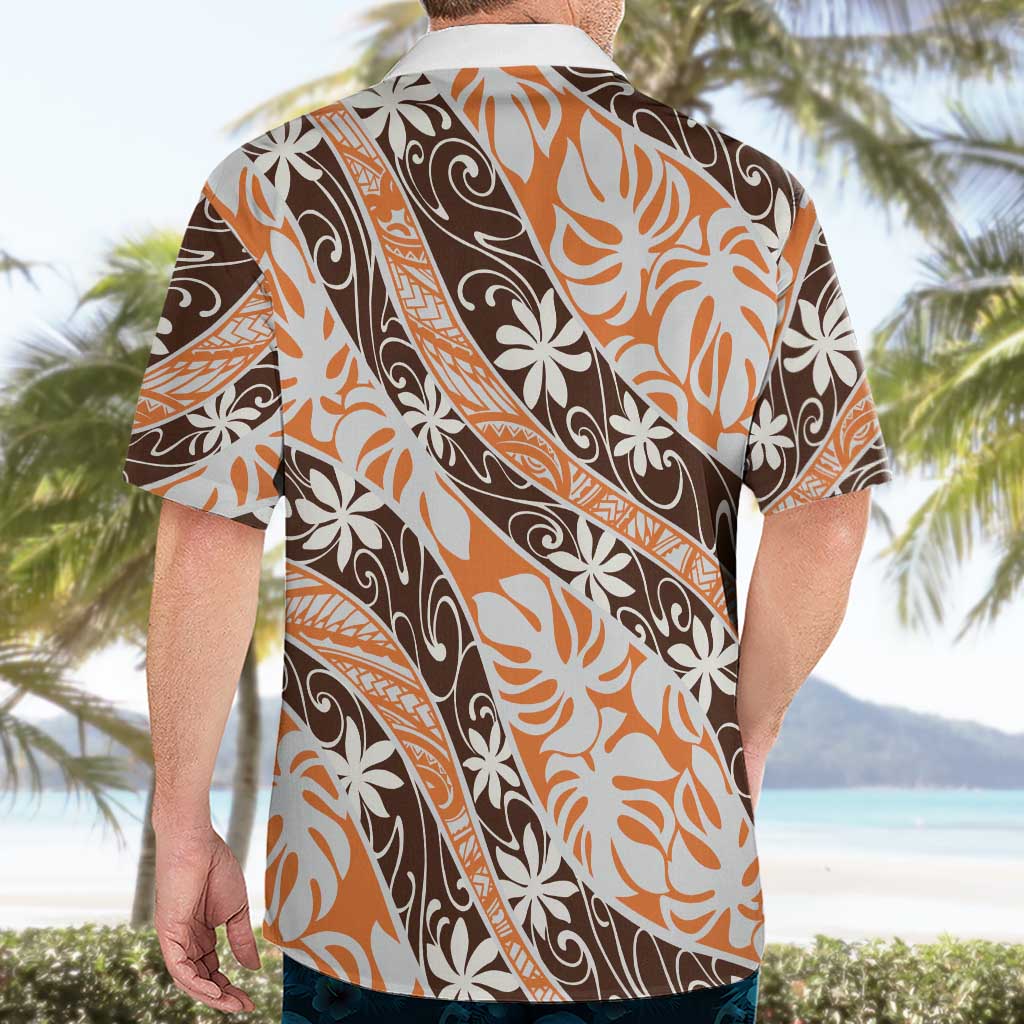 Puatou Tahiti Tiare Monstera Hawaiian Shirt Polynesian Pattern Curve Style - Polynesian Pride