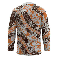 Puatou Tahiti Tiare Monstera Hockey Jersey Polynesian Pattern Curve Style - Polynesian Pride